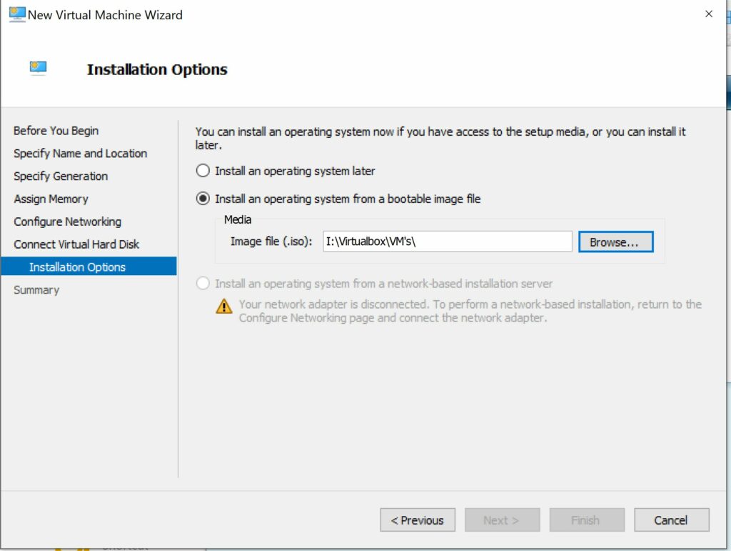 Picture of the Operating system menu in the create new VM wizard